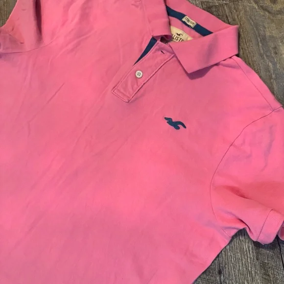 Hollister Men’s Epic Flex Stretch Polo Shirt XL Pink Short Sleeve Casual - Picture 6 of 6